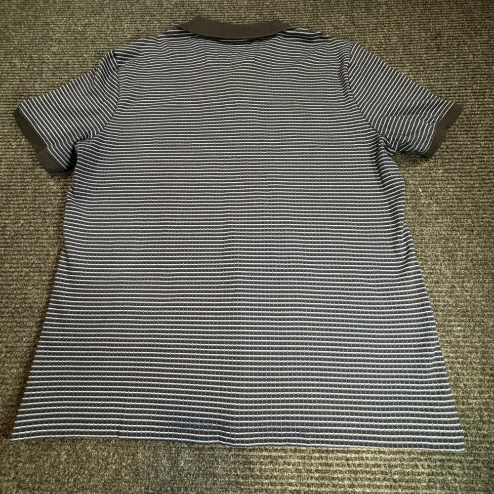 Banana Republic Mens XL Dress Polo Shirt Navy Blue White Micro Stripe‎ Cotton